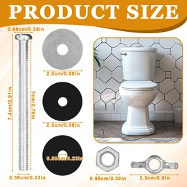 2 PCS Universal Toilet Bolts to Tank Replacement Kit, Stainless Steel Toilet Tank Bolt Kit, Heavy Duty Seat Screws and Waterproof Rubber Washers with Extra Long Nut for Fastening