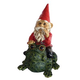 Garrold Gnome on a Toad by Michael Carr Designs - Outdoor Gnome and Toad Figurine for gardens, patios and lawns (80038)
