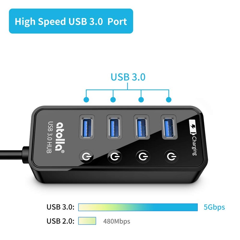 Atolla USB 3.0 Multiple 4 Ports USB Data Hub SuperSpeed