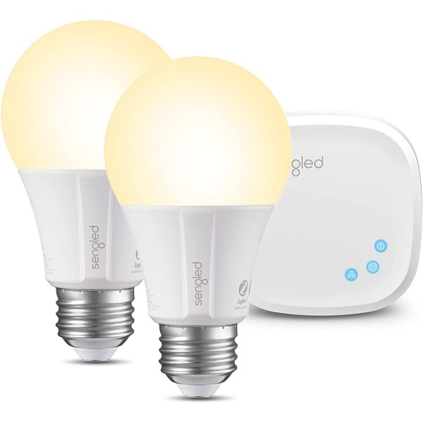 Sengled Smart Light Bulb Starter Kit, Smart Bulbs that Work with Alexa, Google Home, 2700K Soft White Alexa Light Bulbs, A19 E26 Dimmable Bulbs 800LM, 9 (60W Equivalent), 2 Bulbs with Hub, New