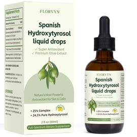 Hydroxytyrosol Liquid Drop, 100% Spanish Sourced Olive Fruit Extract, Super Antioxidant for Skin, Aging, Inflammation, Hydroxytyrosol Supplement, No Sugar, Alcohol Free, Olive Leaf Extract Alternative
