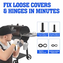 Grill Screws Replacement Kit, Compatible with Pit Boss PB1000SC1, PB1000SC2, PB1000XL, PB1000SP Grills, Includes Screw Set 1/4'' *15mm(32pcs), Screw 5/32" *12mm(16pcs)，Containing Screwdrivers