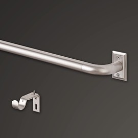 MODE Room Darkening Collection 1” Diameter Blackout Curtain Rod Set with Steel Wall Mounted Adjustable Curtain Rod, Blocks Light, Fits 32” to 90” Windows, Brushed Nickel