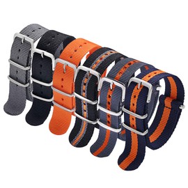 Carty Military Nylon Watch Straps 18mm 6 Pack Nylon Watch Bands(Grey Black Orange Multi-color Combinations)