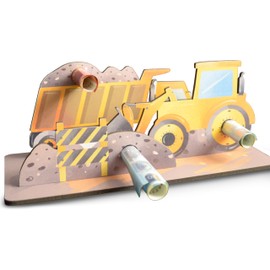 Baustelle Mit Bagger - Bagger 3D-Holzkarte | Geldgeschenke, Glückwunschkarte Zum Kindergeburtstag Für Mädchen Und Jungen