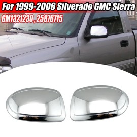 AMSPARC For 1999-2006 Chevy Silverado GMC Sierra Chrome Mirror COVERS Caps Overlay