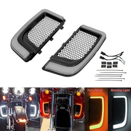 Motor Guard Lowers Parrillas Carenado de pierna LED Luz de giro Compatible con Harley Touring Street Glide Road Glide Electra Glide FLHTK FLTRU 2014-2023