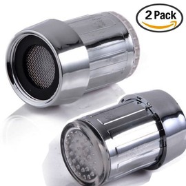 2 Pack Colorful LED Water Faucet with 3 Colors Changing Temperature Control, RC-F03 Water Stream Faucet Tap for Kithen and Bathrooms.