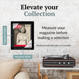 Creative Picture Frames 12.5 x 16 Magazine Frame with Full-Strength Glass, Holds Up To A 1/4" Thick Media with Installed Hangers for Easy Mounting, 14x18 Black Frame with Black Mat