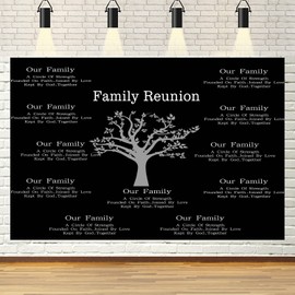 Family Reunion Backdrop FHOZN 7x5ft Our Family Reunion Black and White Photo Background for Family Gathering Holiday Celebration Studio Props BJXYFH161
