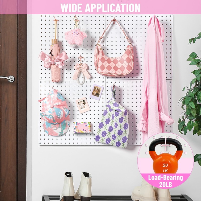 HUHOLE Pegboard Hooks 2 Inch 50PC, Pink Peg Board Hooks,