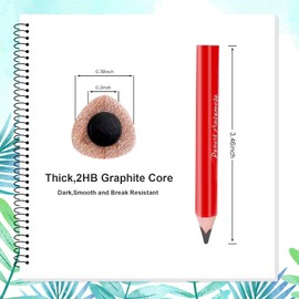AUTEMOJO Suitable for 2-6 years old short triangle grip thick pencil 8 3.5-inch preschool children handwritten drawing mini wooden pencils (red, 5mm thick core) (Red)