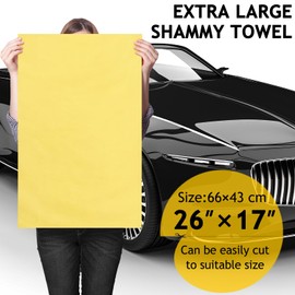 6 Pack Shammy Cloth for Car Drying 26”x17”, Absorbent Chamois Towel for Car, Reusable Shammy Towel Chamois Cloth for Car, Dust Remove, No Scratch/Spot Streak, Yellow