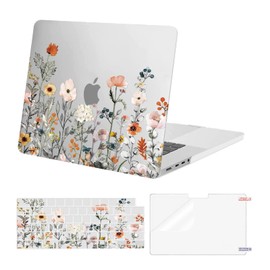 MOSISO Funda Compatible con MacBook Pro 16 Pulgadas M4 A3403 A3186 M3 A2991 M2 A2780 M1 A2485 MAX Chip,Plástico Flores de Jardín Carcasa Rígida&Cubierta de Teclado&Protector de Pantalla,Transparente