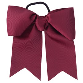 Burgundy Jumbo Bow Pony with Tails