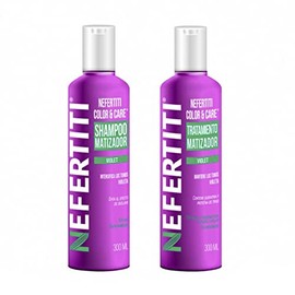 Shampoo Matizador Violeta + Tratamiento Keratina Nefertiti Color & Care Sin Parabenos (300+300 Ml)