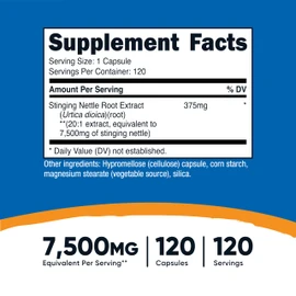Nutricost Stinging Nettle Root Extract 7500mg Equivalent, 120 Capsules - Vegetarian Friendly, Non-GMO, Gluten Free