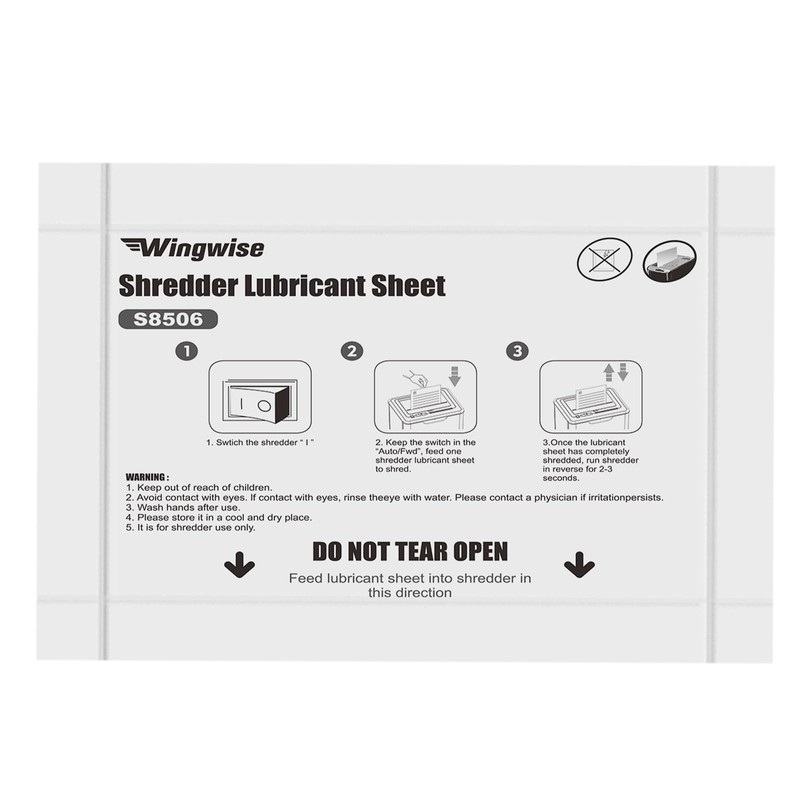Wingwise 12-Pack Shredder Lubricant Sheets, 8.5 x 6 Inches, Sharpens
