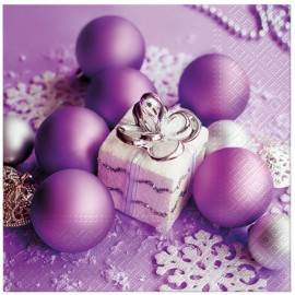 (20) Christmas Decoupage Paper Napkins Purple Ornament Pack of 20 Lunch Napkins