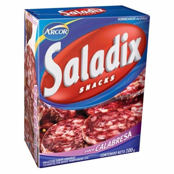 Arcor Saladix Calabresan Salami Snacks, Baked Not Fried, 100 g / 3.5 oz box (pack of 3)