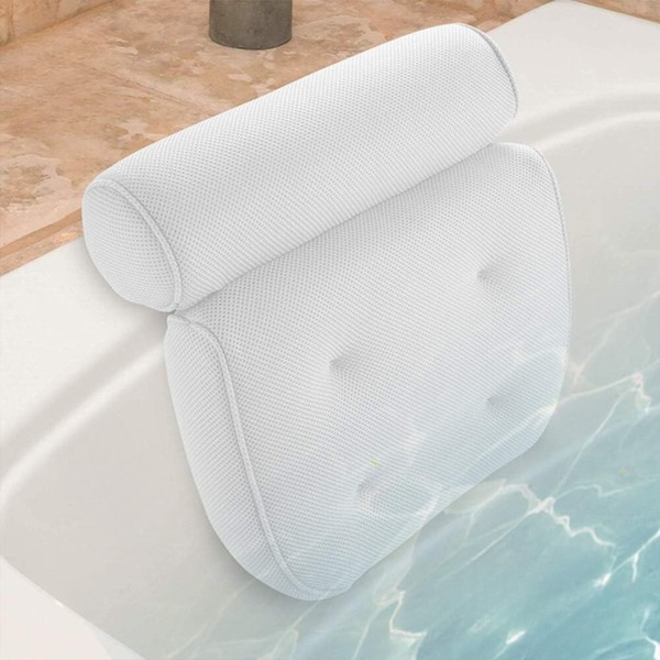 Luxury Bath Pillow Waterproof Air Mesh Bath Cushion With Suction Cups For Head And Neck | Ergonomic Bathtub Pillows Home Spa and Hot Tub Headrest | Bathing Accessories (Single)