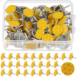 Fullhawl Reflective Tacks Trail Marking Tacks Reflective Trail Tacks Glow Tacks Reflective Trail Markers Mark Trail Reflective Thumb Tacks for Hunting Hiking Camping Tree Stand (Yellow,100)