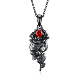 Feijiesi Skull Necklace 925 Sterling Silver Gothic Skull Necklace Gothic Jewelry Gifts for Women Men