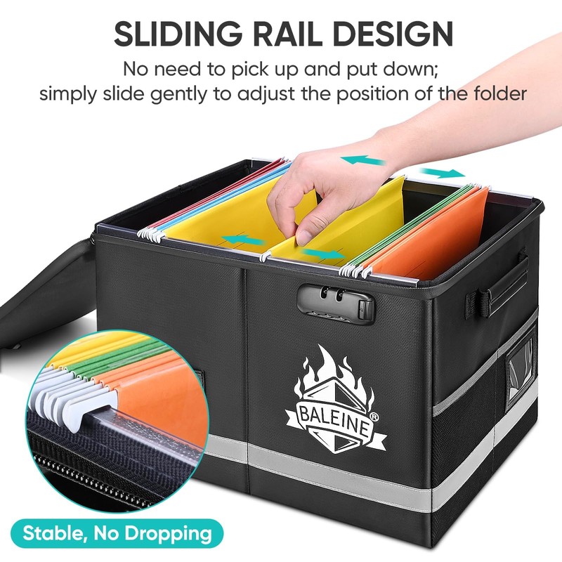 BALEINE Fireproof Document Box with Lock, Portable Fireproof Document Bag