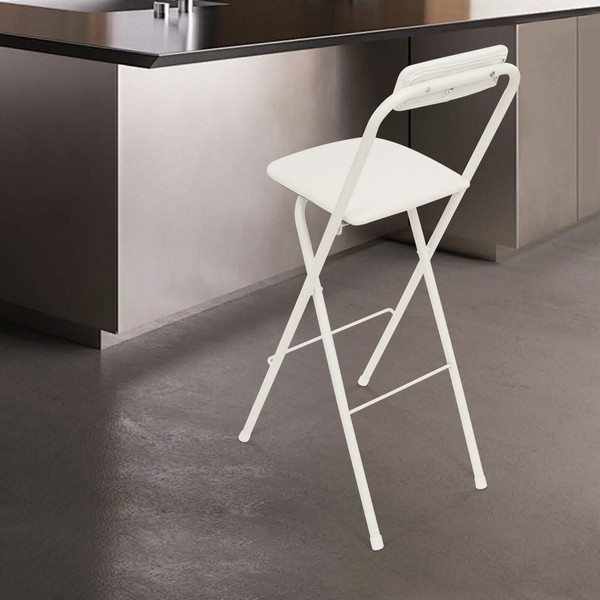 Unbranded White Foldable Bar Chair, Tall Folding Chair, Folding Stool,