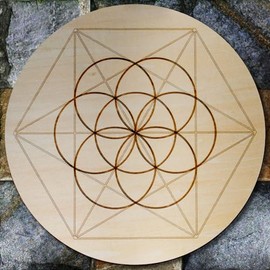 Large Seed of Life Wood Grid Board - Large 12 inch Sacred Geometry Grid Board