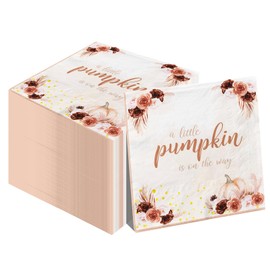 Little Pumpkin Baby Shower Decorations,40PCS A Little Pumpkin Is On The Way Napkins Fall Baby Shower Paper Napkins for Boy Girl Little Pumpkin 1st Birthday Party Supplies