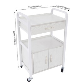 HAPPCUCOE Salon Cart,Salon Storage Cart with Drawers, 4 Wheels and Handles, Movable Beauty Organizer, Salon Trolley for Beauty Salons, Barber Shops, Nail Salons, Spas (White)