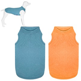 Kickred 2 Pack Dog Shirts, Quick Dry Lightweight Dog T-Shirts Sleeveless Vest, Breathable Pet Clothes Tank Top for Large Medium Dogs, Mint Blue+Orange Yellow(2XL)