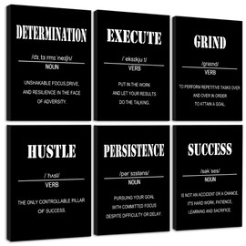 KUVIOKE Motivational Wall Art Inspirational Quotes Framed Wall Decor Encouraging Office Prints Positive Affirmations Sayings for Classroom Bedroom Living Room Ready to Hang Set of 6, 12x16in (Framed)