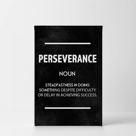 Smile Art Design Perseverance Definition Dictionary Black Motivational Canvas Wall Art Inspirational Wall Art Entrepreneur Quote Canvas Print Modern Office Decor Artwork Gift Ready to Hang 36x24