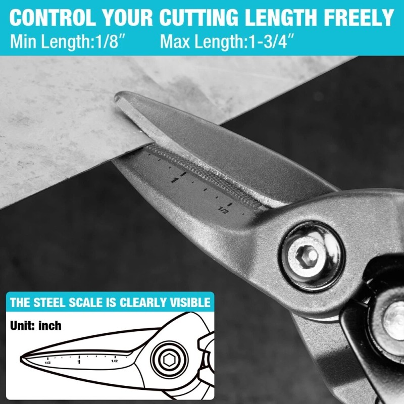 DURATECH 3PCS Aviation Snips Set 10 Inch Left Straight Right