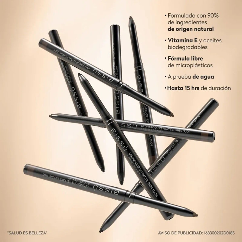 Delineador Retráctil Ojos Bissu Larga Duración Kit 3 Tonos