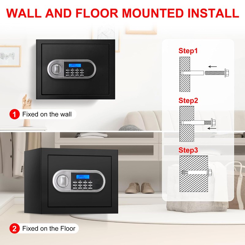 1.3 Cuft Small Fire Proof Safe for Home Documents, Anti-theft