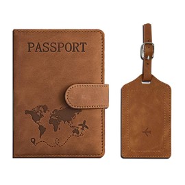 AOOTUERL Passport Holder PU Leather Passport Holder Waterproof with RFID Blocker Travel Document Holder for Storage Passport Credit Card Boarding Passes (Brown), brown, Makes travelling easier