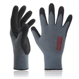 DEX FIT NR450 Warm Fleece Work Gloves, Comfortable and Stretchy Fit, Firm Grip, Thin & Lightweight, Durable Water-Based Nitrile Rubber Coated, Machine Washable; Grey 9 (L) 3 Pairs