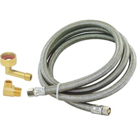Eastman 12 Ft. Dishwasher Installation Kit, Braided Stainless Steel Supply Line with 3/8 Inch Compression Ends, 41058