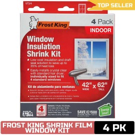 "Frost King" Frost King V73/4T Shrink Film Window KIT, 4-Pack, Clear, Transparent