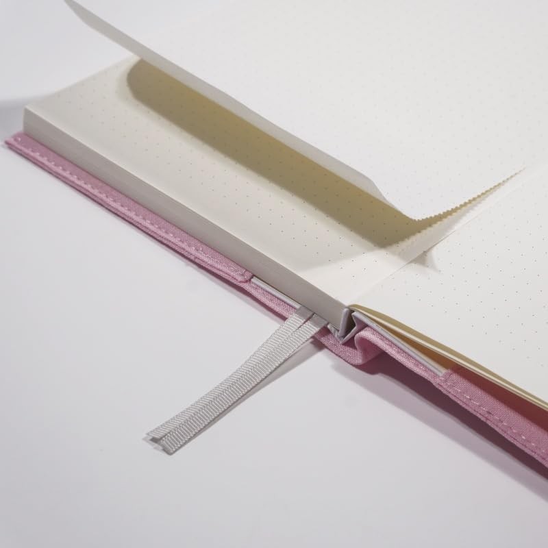 FRORA Embroidered Journal Notebook, A5 Softcover, Dot Line, (Pink, Yagle