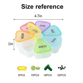 2PCS Portable Weekly Pill Box Organiser, 7 Day Pill Box Organiser Large Compartment, Food Grade Material Travel Tablet Boxes 7 Day – for Vitamins, Supplements, and Medication for Travel