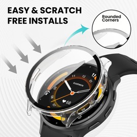 Screen Protector Case Compatible with Garmin Venu 3S Smart Watch Screen Protector for Garmin Venu 3S PC+Tempered Glass Full Coverage Bumper (Clear*2)