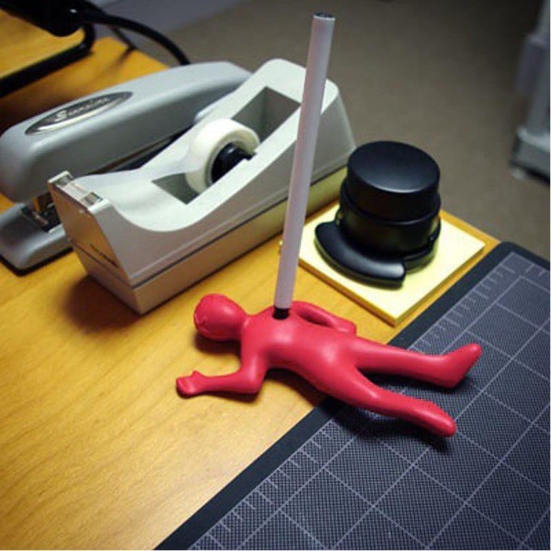 Fdit Humorous Red Human Shape Pen Holder Fun Pencil Holder