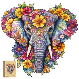 Wooden Puzzle Adults, Elephant Unique Wooden Puzzle, Animal Shape Wooden Puzzle with Gift Box, 165 Pieces, M - 29.3 x 28.7 cm