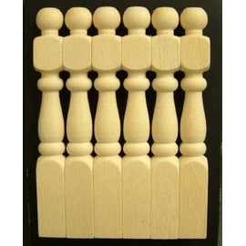 Melody Jane Dollhouse 6 Natural Wood Turned Newel Posts Miniature 1:12 Scale