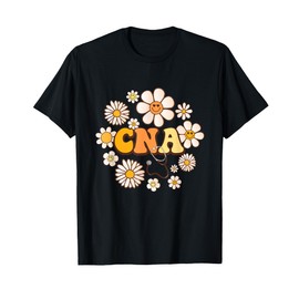 Groovy smile face wildFlower CNA Certified Nursing Assistant T-Shirt