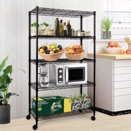 Simple Deluxe 5 Shelf Steel Storage Shelving Rack Heavy Duty 1520lb Capacity 29.92"x14"x61"